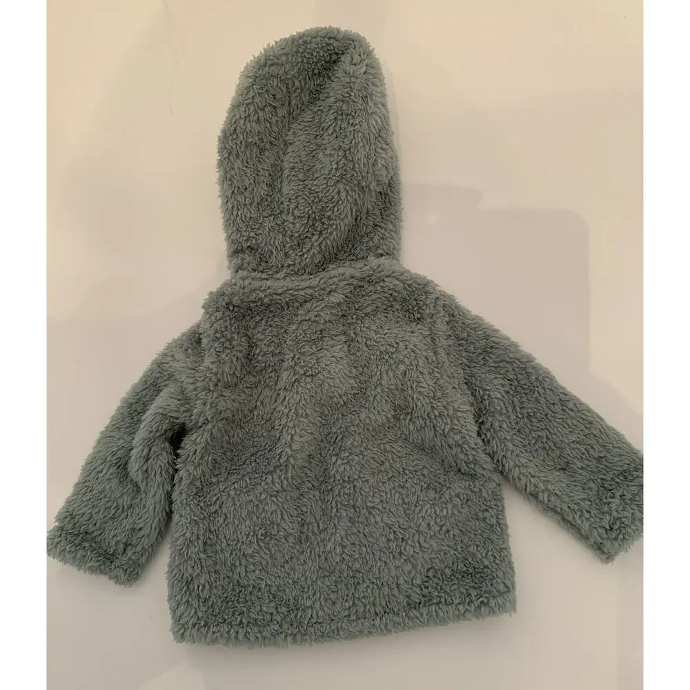 12 Months‎ Carters Blue Green Plush Fuzzy Full Zip Jacket Hooded Ears